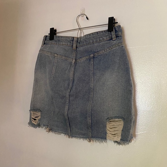 Free People Distressed Denim Button Up Skirt - Picture 3 of 6